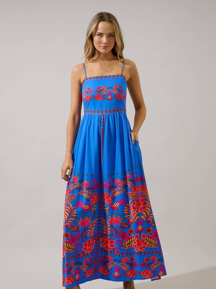 Maline hør maxikjole Keizer blomstret for engroshandel hos Sugarlips