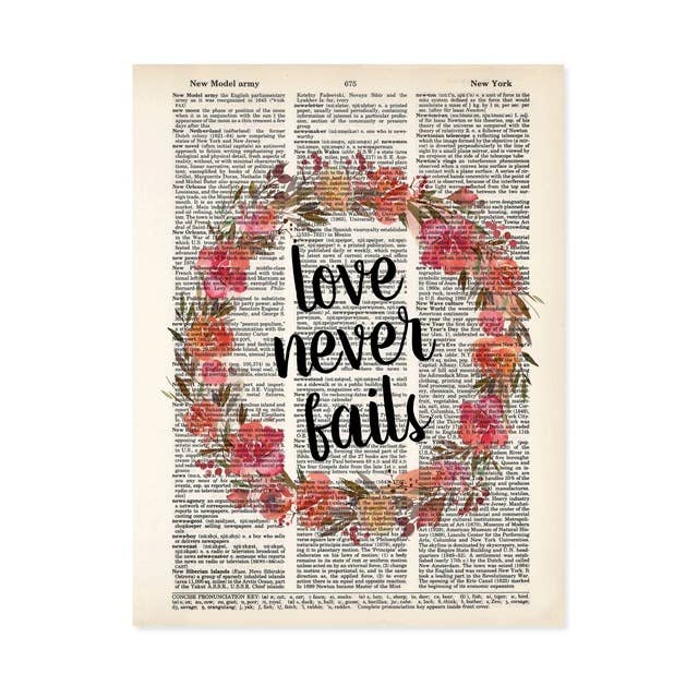 Love Never Fails - Bibel Zitat - Religiös - Hochzeit - Glaube für den Großhandel von Blue Twist & Co