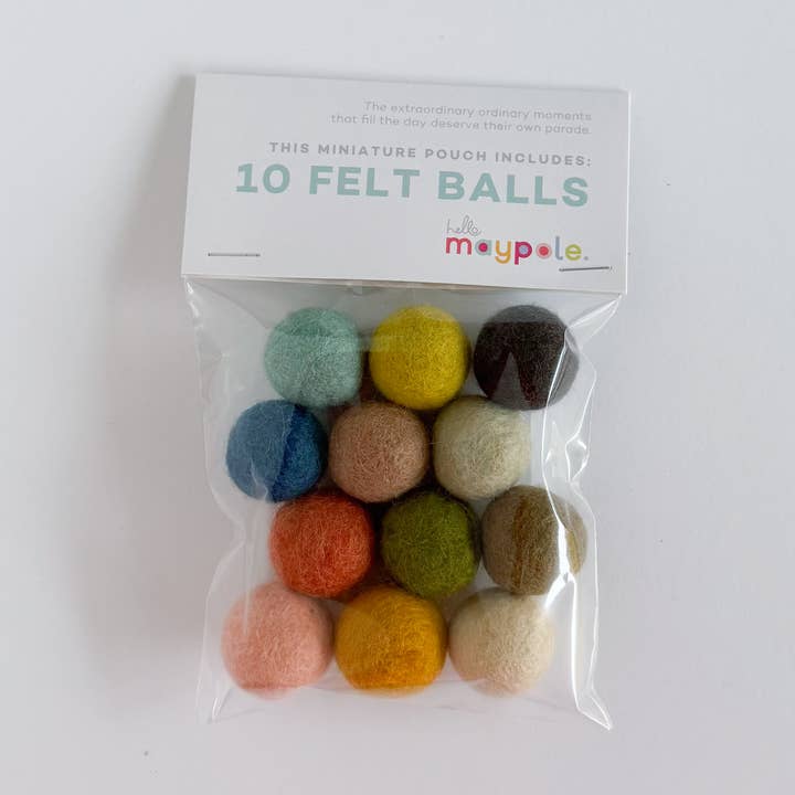 12 Felt Balls - Muted Rainbow Slingshot Refill - Crafts for wholesale by Hello Maypole