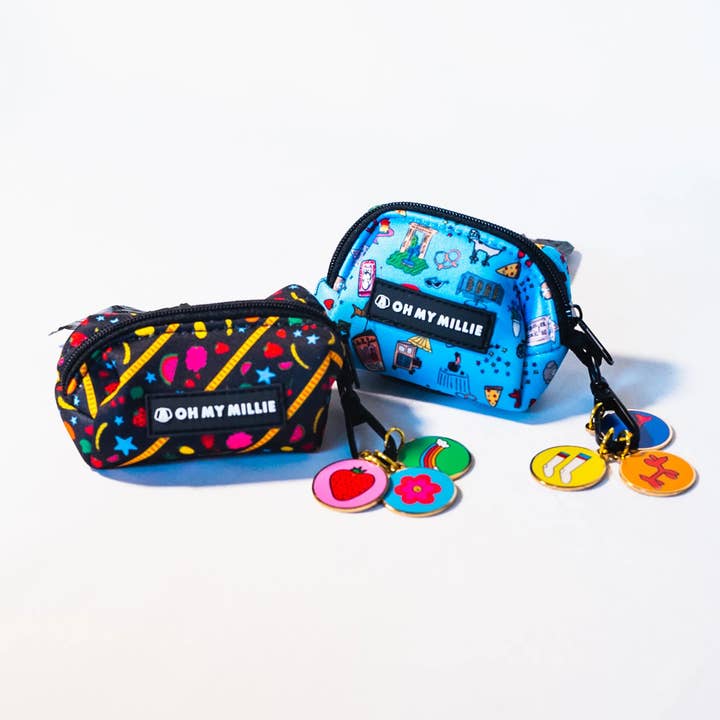 Dancing Fruits Poop Bag Holder + Groovy Charm Set for wholesale by Oh My Millie