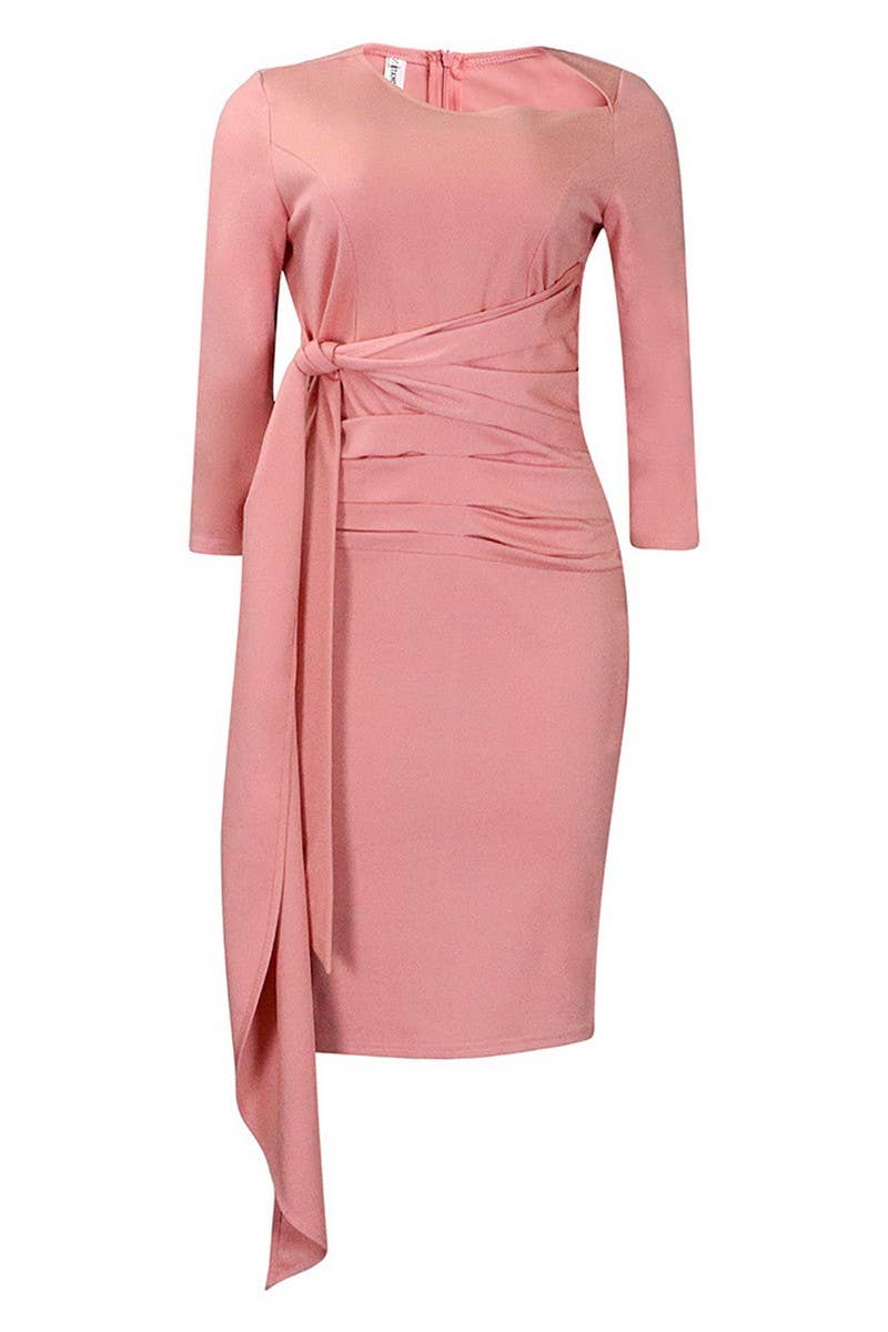 NINEXIS - Vente Robe – femme - CWDSD3581_ ROBE COURTE PLISSÉE À BRETELLES GRANDE TAILLE1