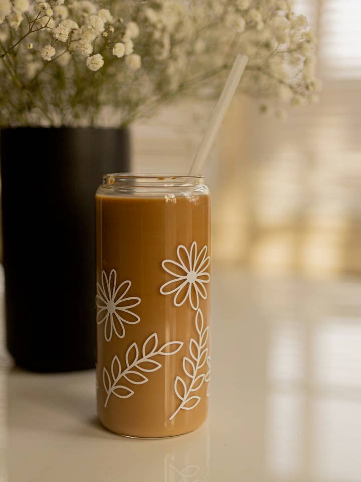 Lata de Vidro Verde e Florais por atacado de Cup of Hope