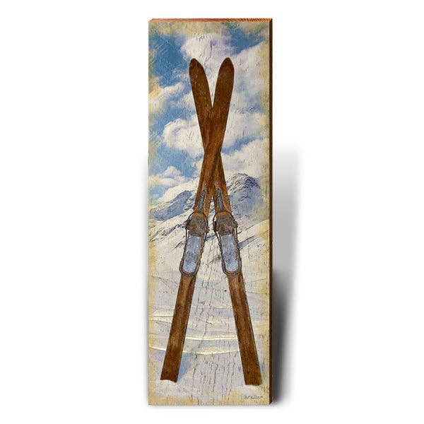 Enseigne Vintage de Skis en Bois | Impression Murale sur Bois Véritable | Décoration de Ski pour Chalet Rustique en Montagne pour la vente par Mill Wood Art