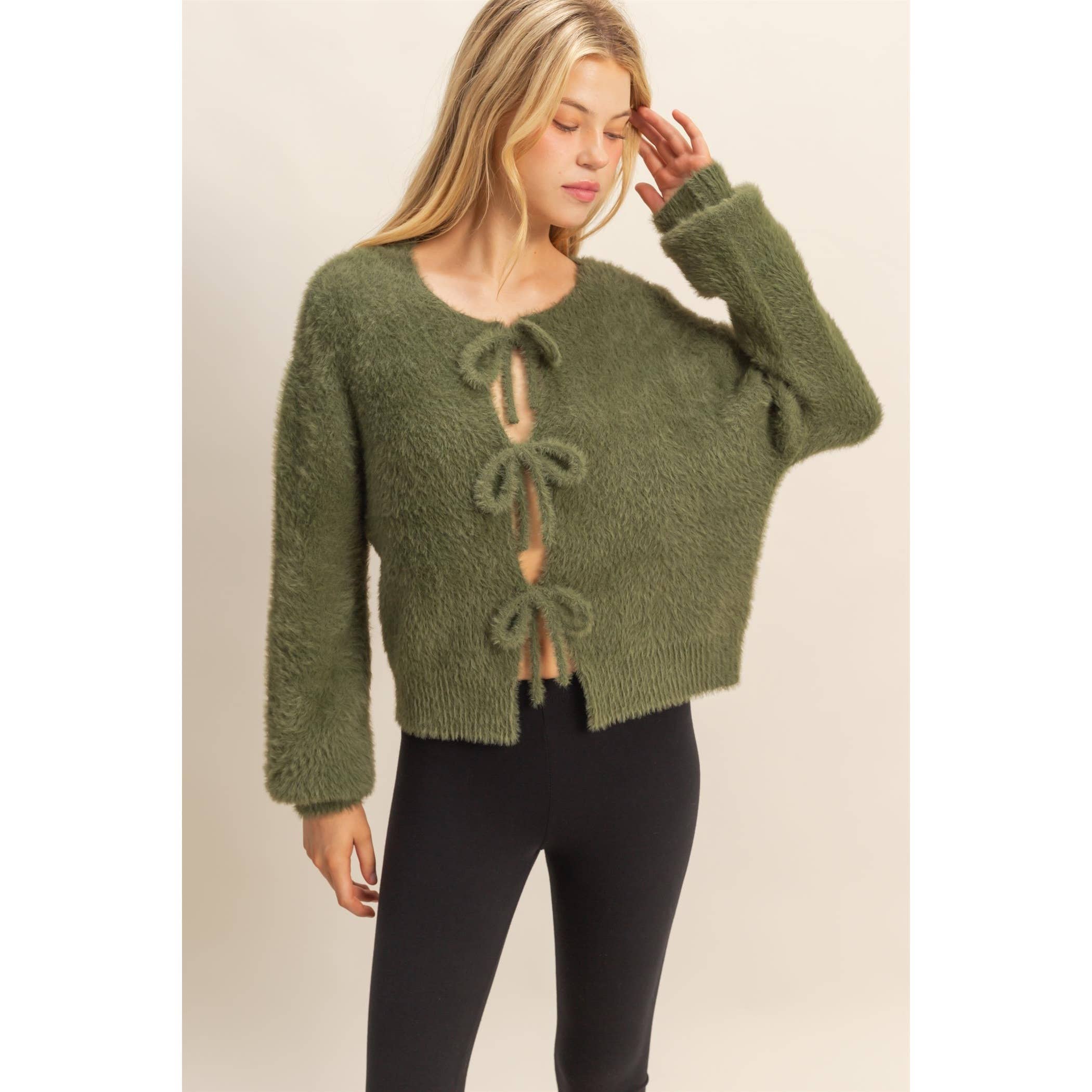 HYFVE - Wholesale Cardigan - Women's - Fuzzy Sweater With Unique Front Ties19