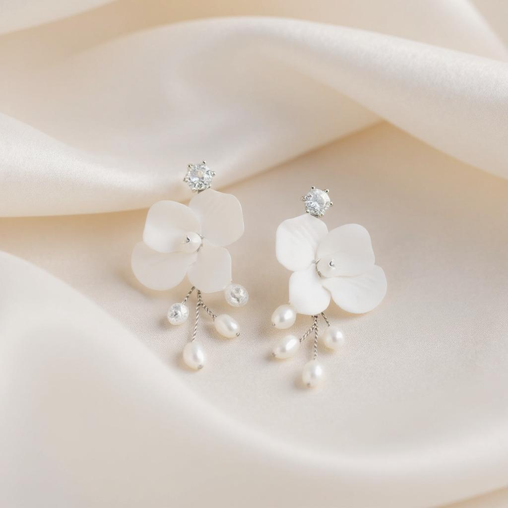 Athena Bridal Jewellery - Wholesale Dangle Earrings - LILLIAN FRESHWATER PEARL EARRINGS - SILVER CZER6642