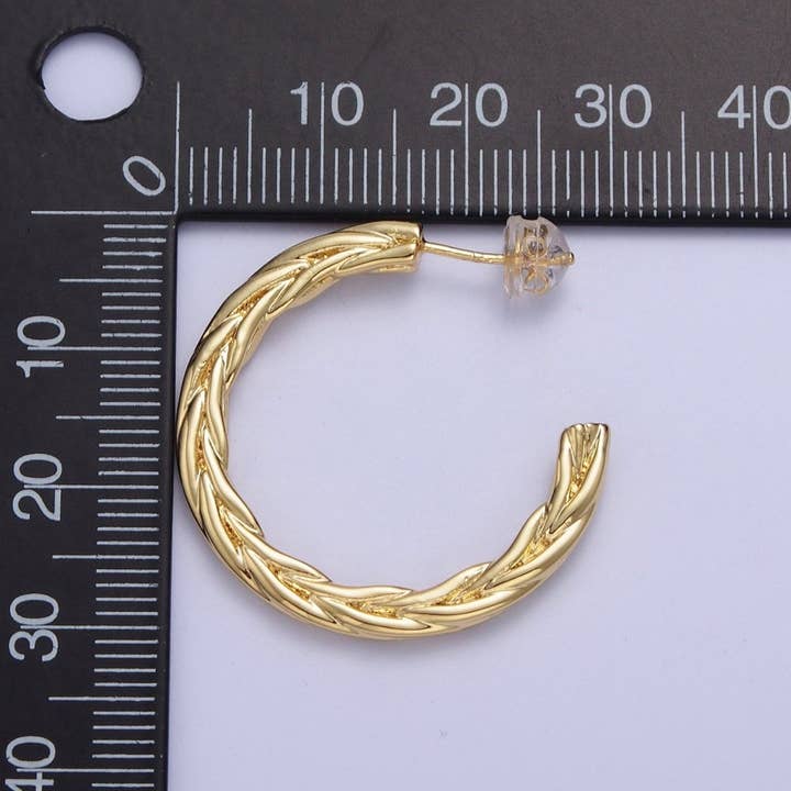 Aim Eternal - Wholesale Hoop Earrings - 30mm Twisted Hoop Stud Earrings in Gold & Silver P-381 P-3822