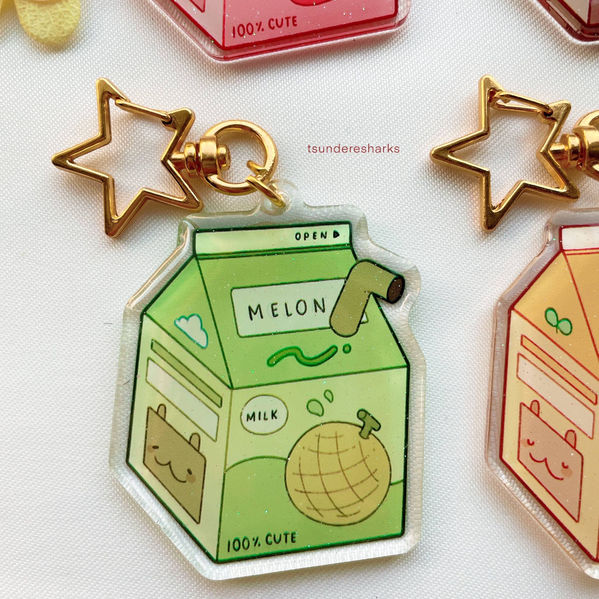 tsunderesharks - Wholesale Keychain - Women's - Strawberry, Banana, Melon, Chocolate Milk Carton Keychains4