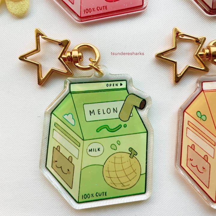 tsunderesharks - Wholesale Keychain - Women's - Strawberry, Banana, Melon, Chocolate Milk Carton Keychains4