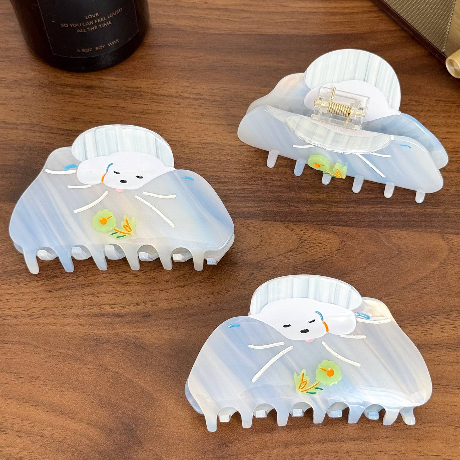 A Tegneserie Skyformet Hvalpemønster Acetat Hårklemme for engroshandel på Faire0