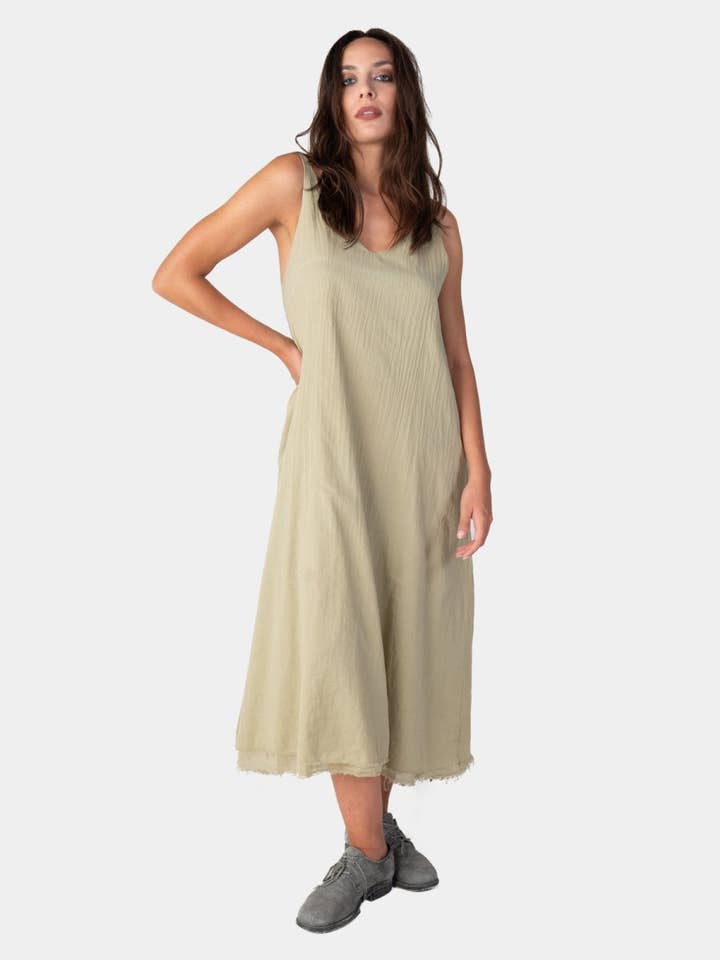 Layered V-Neck Organic Cotton Maxi Dress for wholesale by Baci & Amici Fashion - US Continental