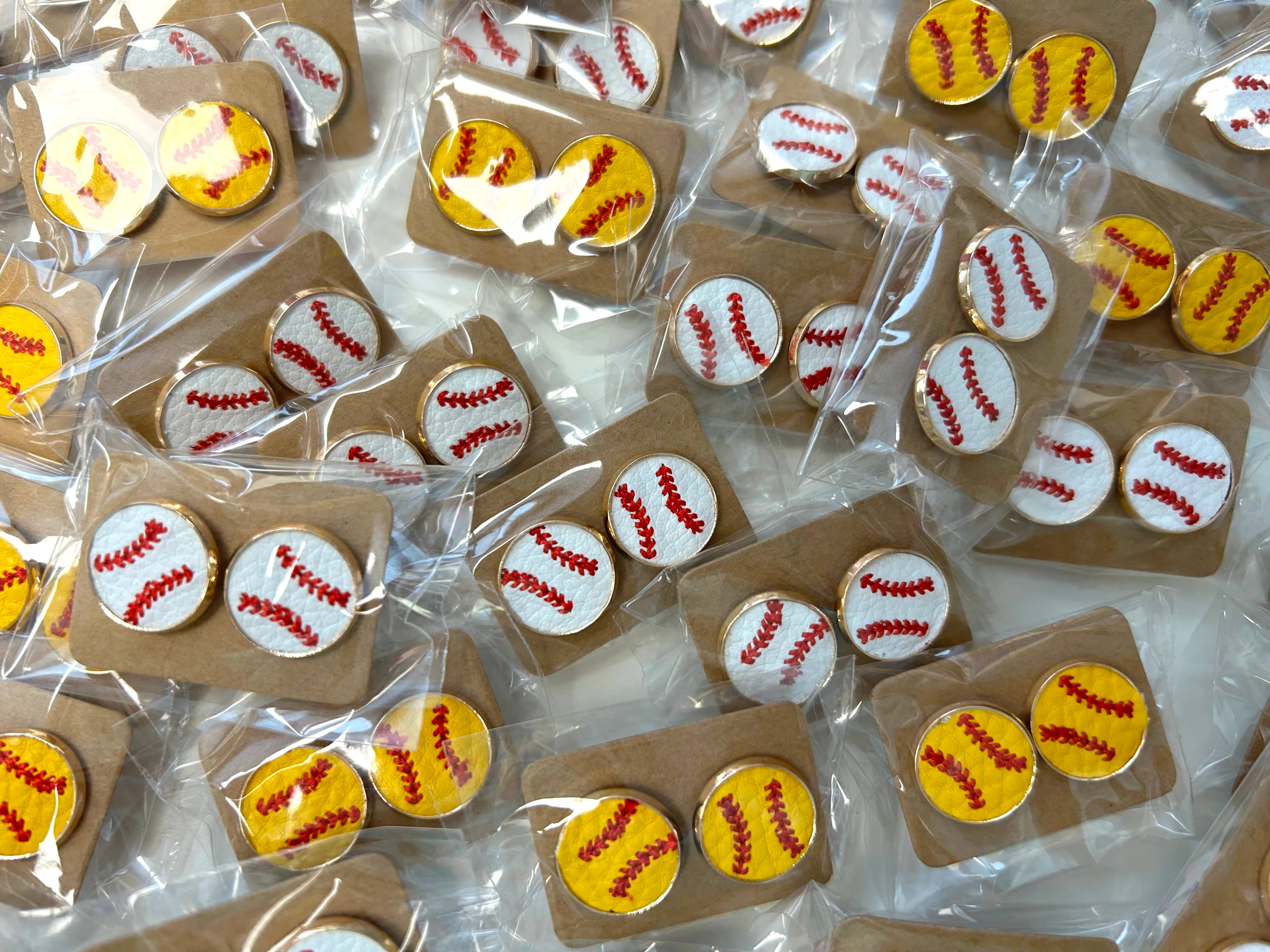 Kate Tuesday Jewelry – wholesale Stud/post earrings – ⚾ Baseball + Softball Leather Stud Earrings ⚾2