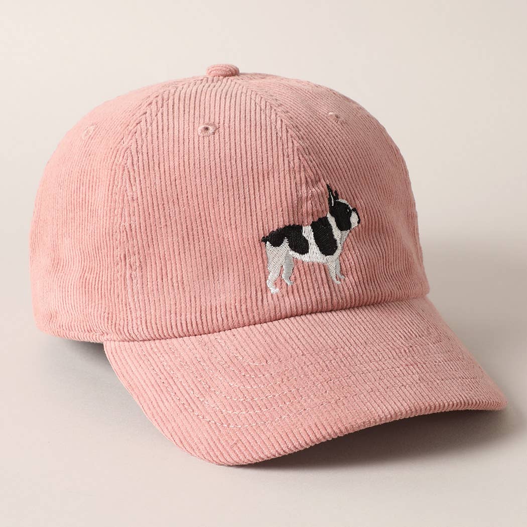 Fashion City - Wholesale Baseball Cap - Unisex - French Bulldog Embroidered Corduroy Baseball Cap2