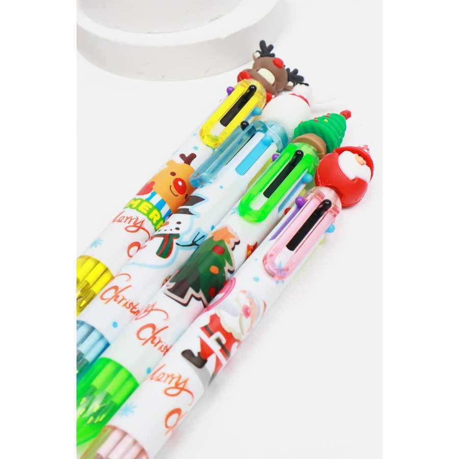 MÉLANGER LA COULEUR Stylo à bille multicolore sur le thème de Noël en vente sur Faire2