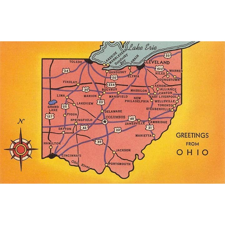 Postkort OH-518 Hilsner fra Ohio for engroshandel hos Found Image Press