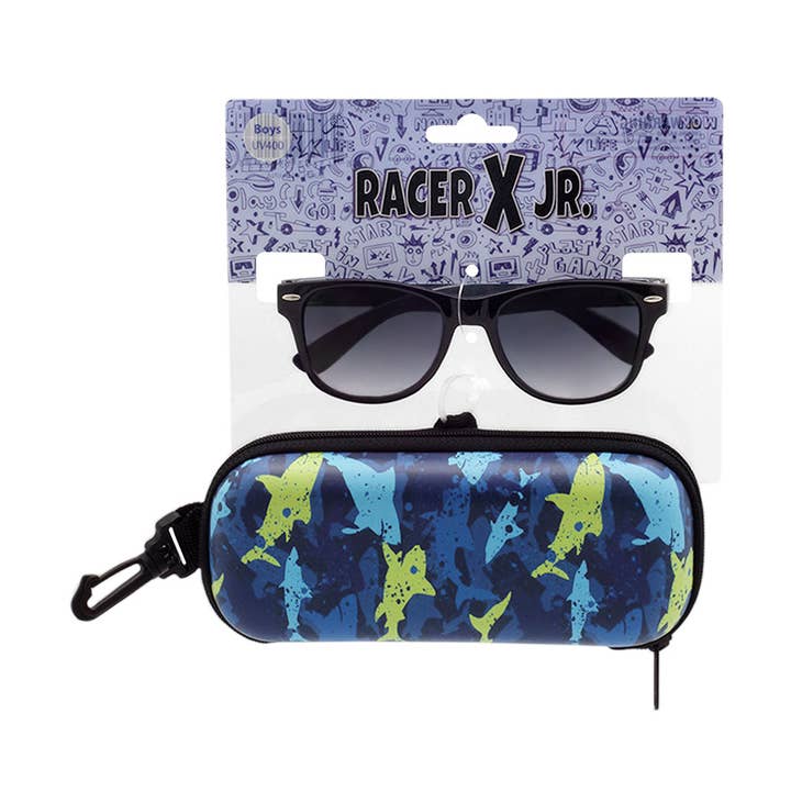 Pojkar solglasögon med matchande fall! Svart spindel för wholesale av Shark Eyes, Inc