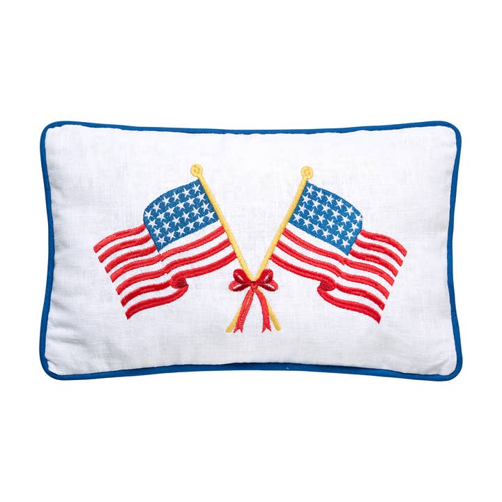Crossed Flags Embroidered Pillow for wholesale by Peking Handicraft