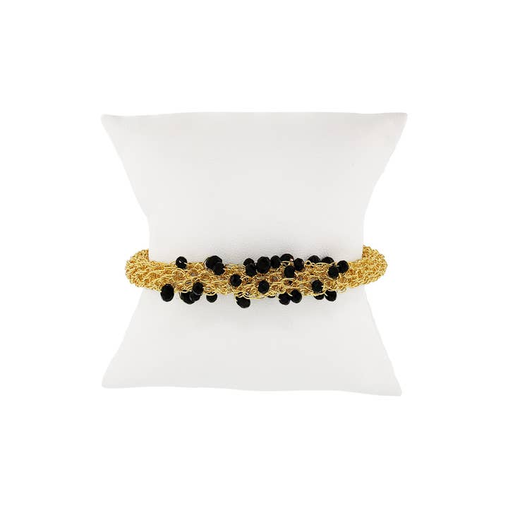 Black & Gold Wild Card Handmade Crochet Bracelet for wholesale by Lavish By Tricia Milaneze