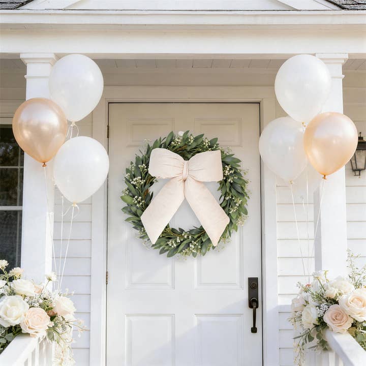 LA Ribbons Wholesale - Wholesale Bow - Gift Wrapping - 12" x 15.5" Puffy Velvet Bow | Puffy Edge | Pearly Pink with Metallic
4