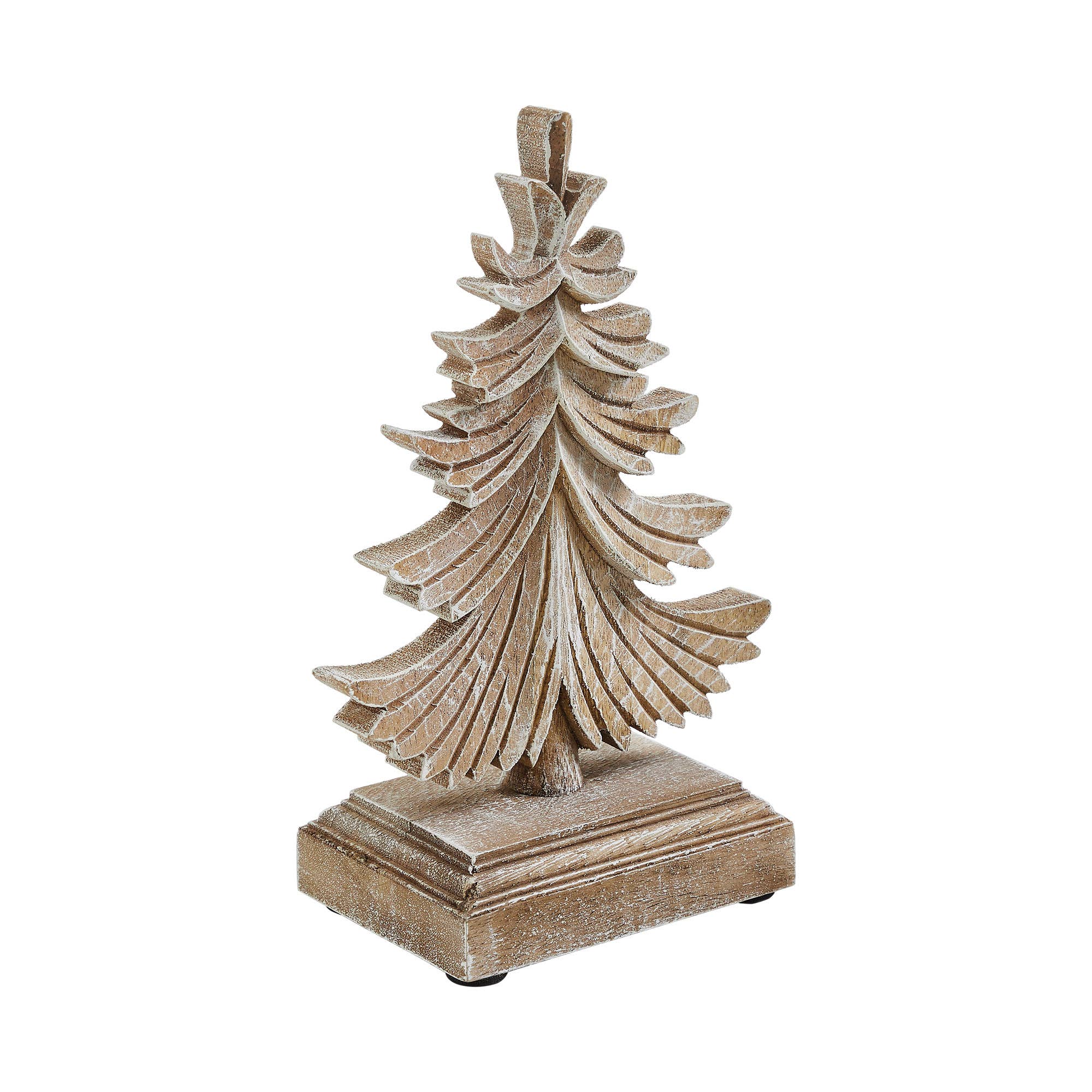 VHC Brands - Vente Décorations de table - Finition Plume Pin d'Hiver Arbre en Bois 9,75x6,25x3,52