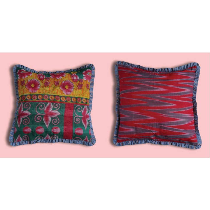 Annahmol - Wholesale Throw Pillow Cover - One of a Kind Vintage Kantha & Ikat Pillow 23