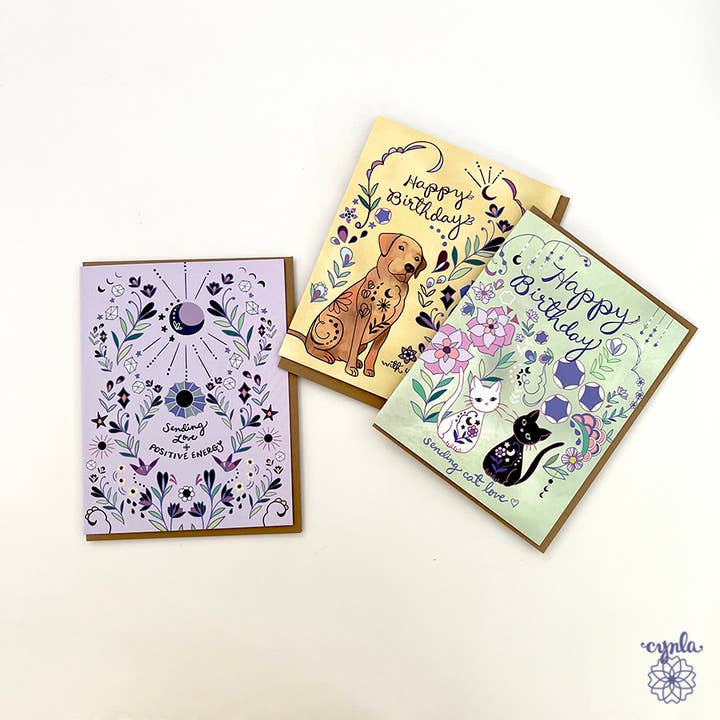 Cynla – wholesale Birthday card – Cat Birthday Card - flower cats happy birthday cats kitten1