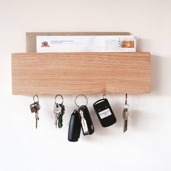 Mail and Magnetic Key Holder (Oak) for wholesale by Woodyoubuy