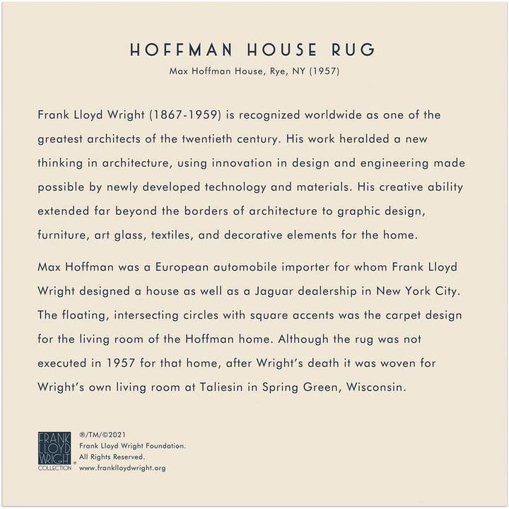 Chronicle Books - Wholesale Puzzle - Adult - Frank Lloyd Wright Hoffman House Rug 500 Piece Puzzle with Shape,