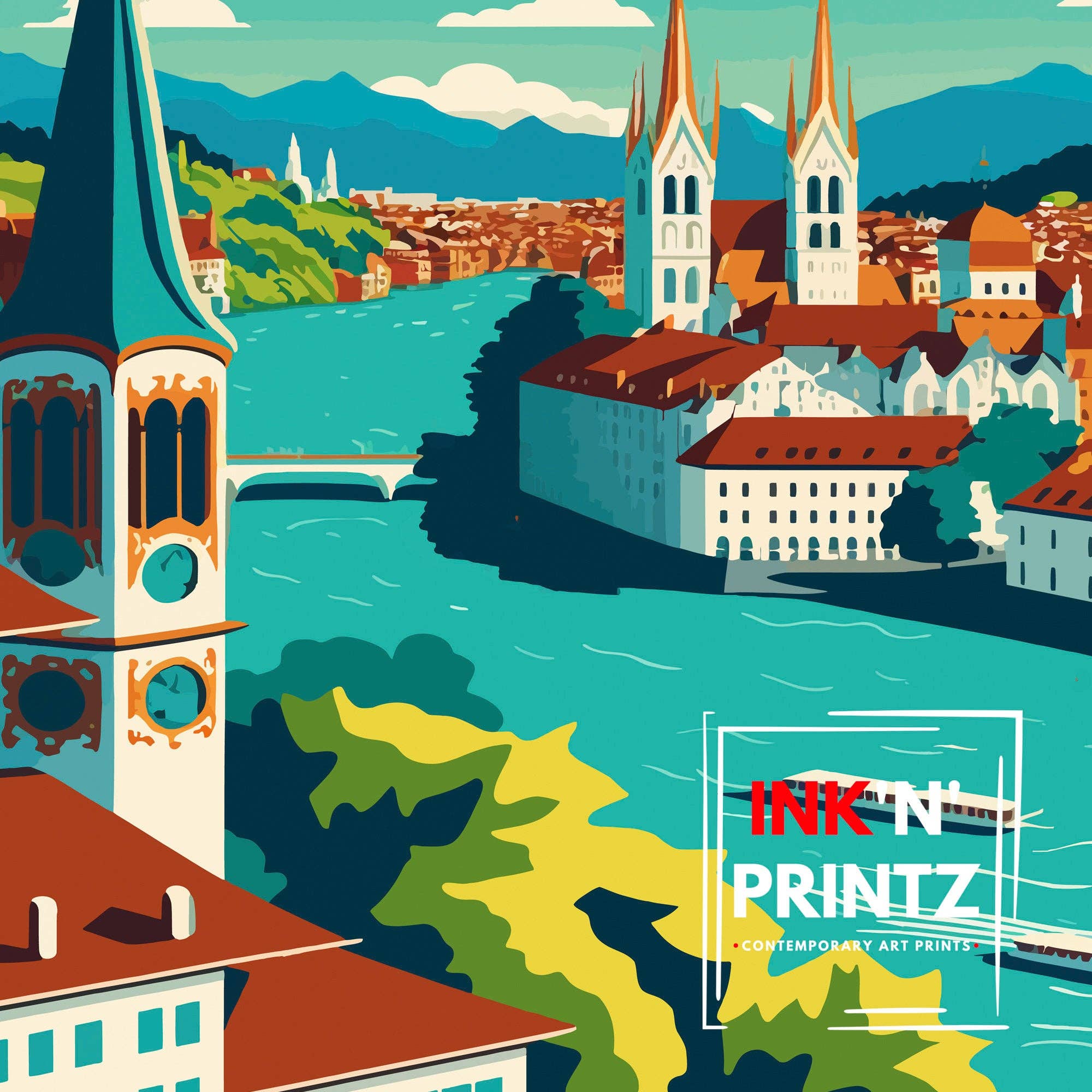 InkNPrintz – wholesale Poster – Zurich Switzerland Travel Poster Zurich7