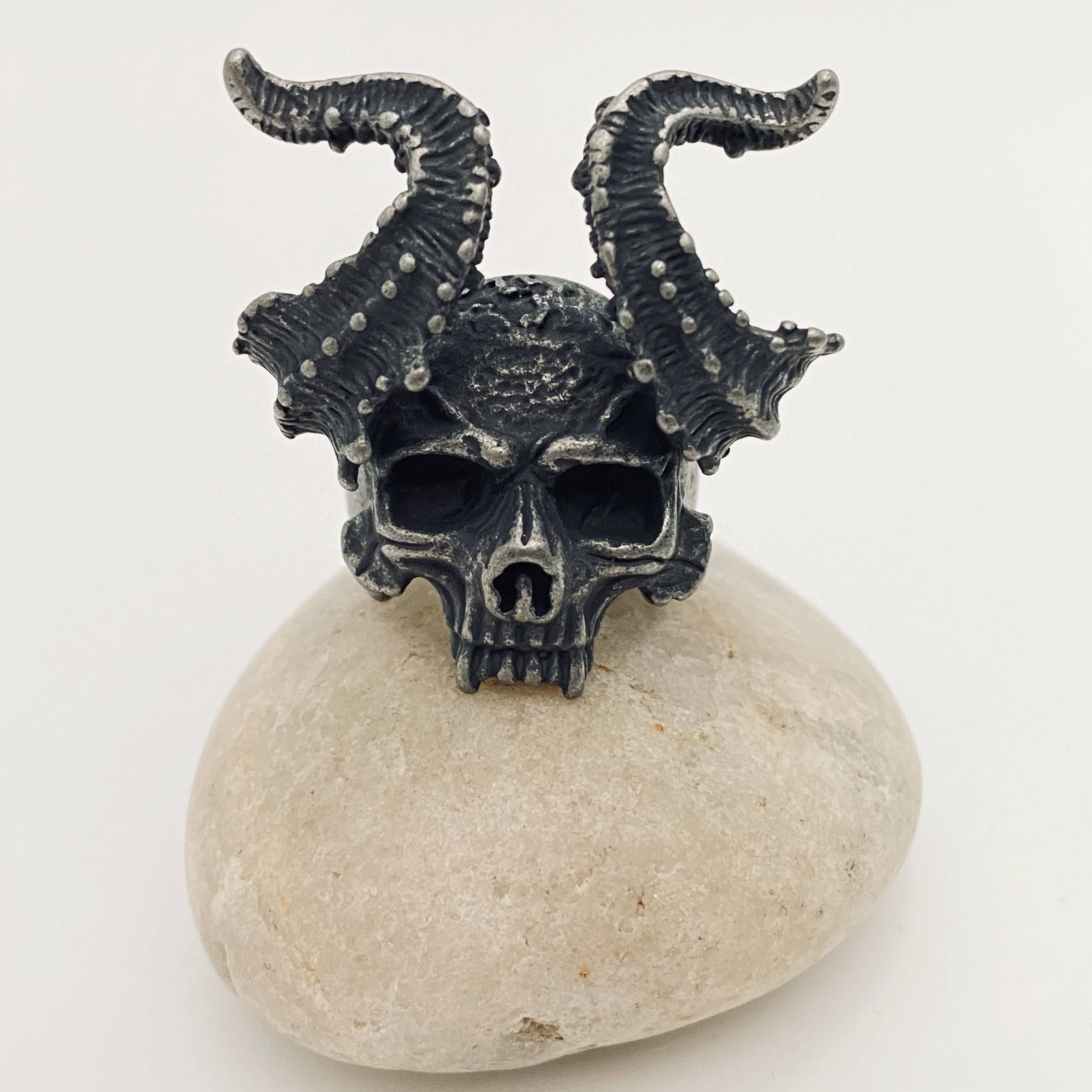 Mio Queena – Anel de cocktail/declaração por atacado – Anéis de caveira masculinos requintados de aço inoxidável2