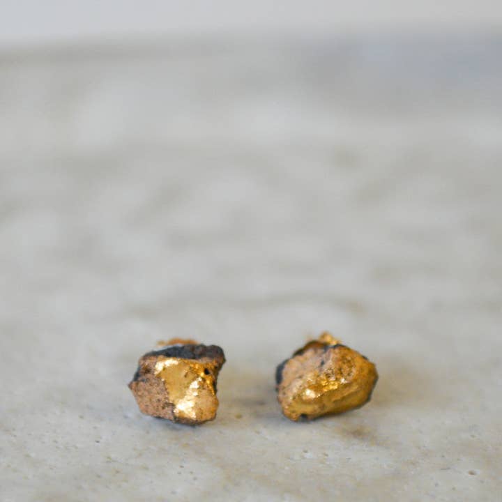 Gold Ore studs for wholesale by Reiko Yamamoto Studio