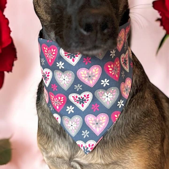 Grey Heart Pet Bandanas - Dog Cat for wholesale by Storms Style