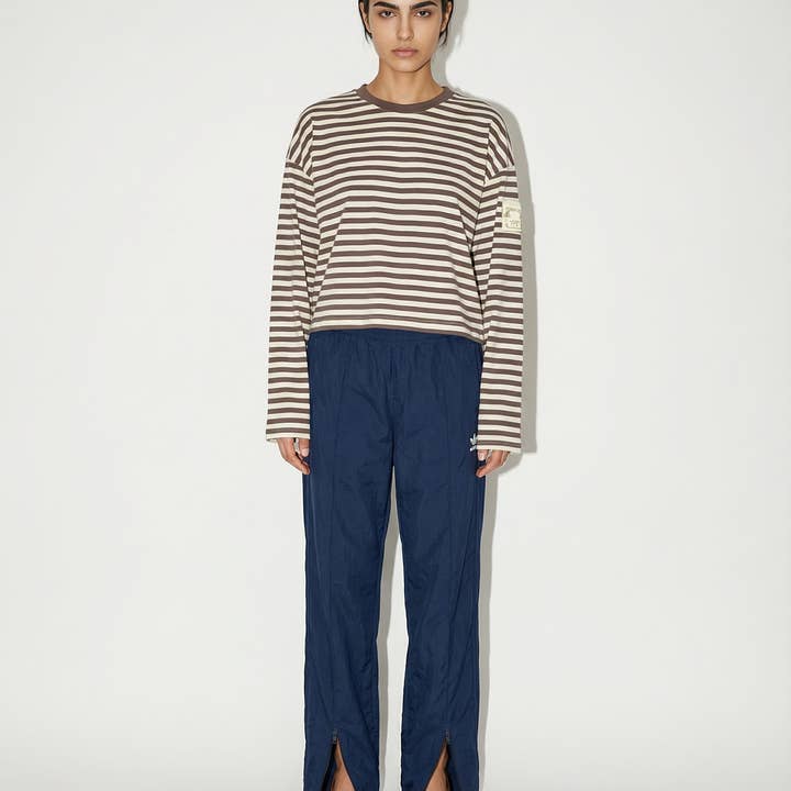 Manches longues | Rayures marron crème | Semi-court pour la vente par Palms and Tigers