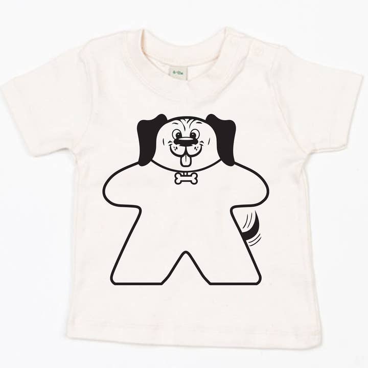 Meeplings | Handmade in Berlin – Großhandel T-Shirt mit Siebdruck – Baby – Dog Meeple Baby-T-Shirt