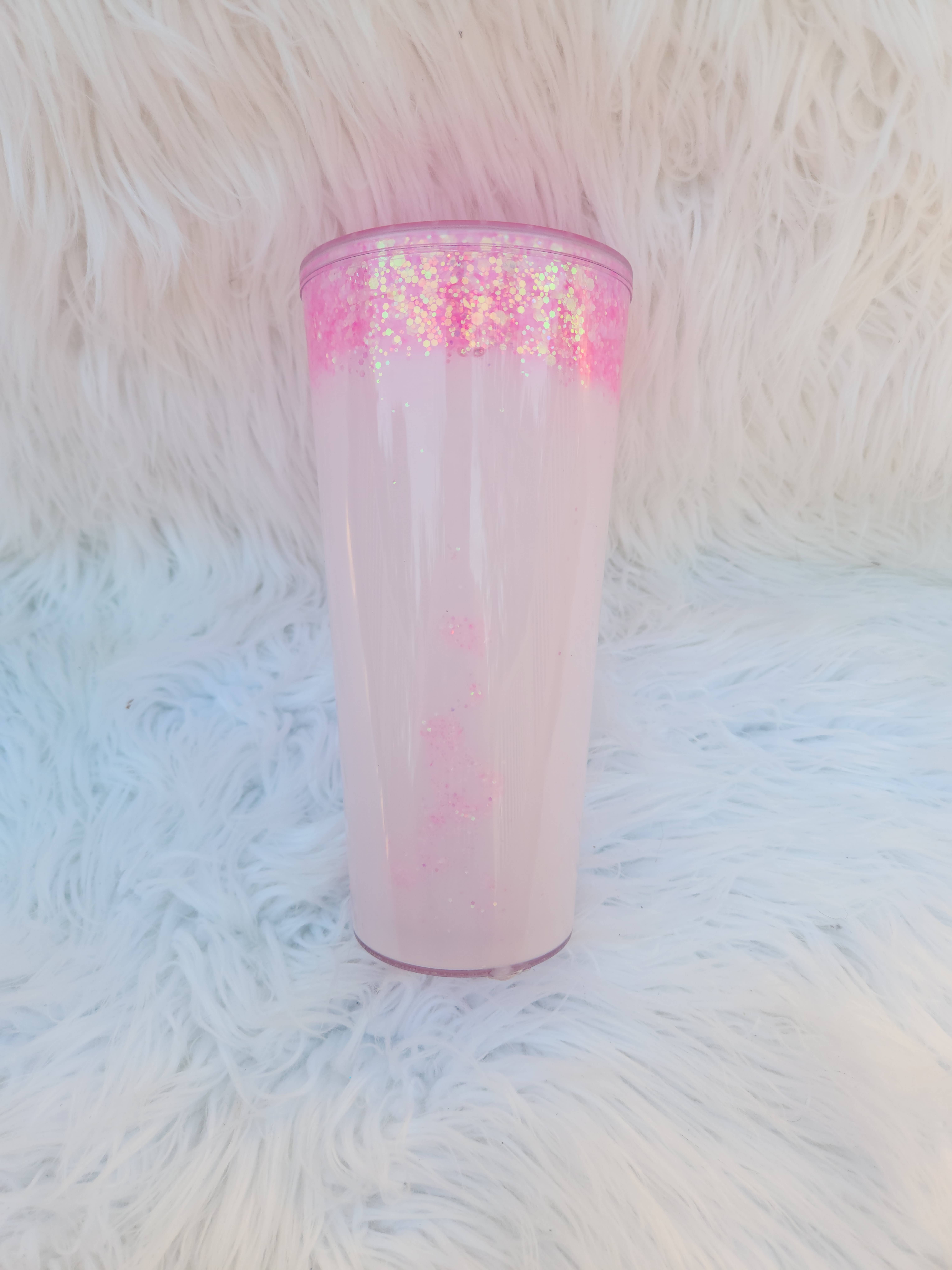 GDesignstees - Wholesale Insulated Mug/Tumbler - Milky Pink Snowglobe Tumbler, Glitter Tumbler, Coffee Mug1