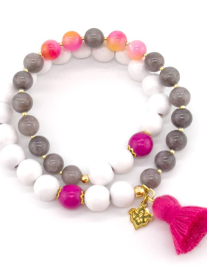 Double Mala White Grey Candy for wholesale by samsara collection