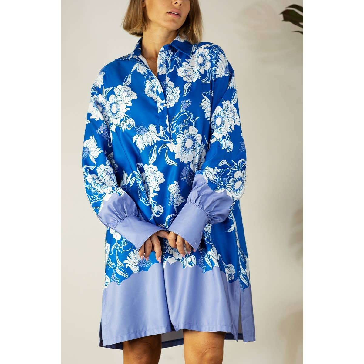 BLU ABITO CHEMISIER STAMPA BOARDER in vendita all'ingrosso su Faire1