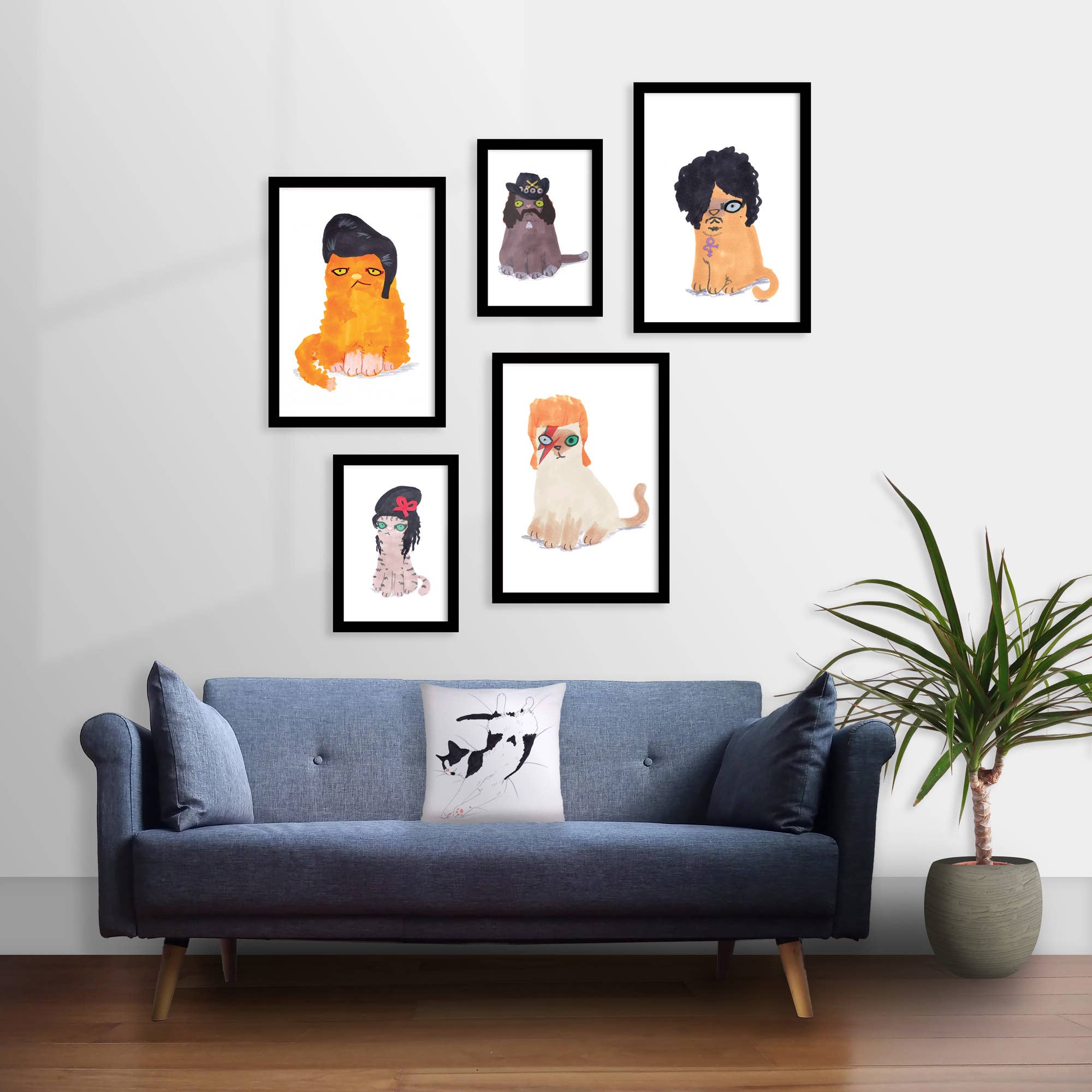 Jo Clark Design - Wholesale Art Print - Cat In Elvis Wig Print1