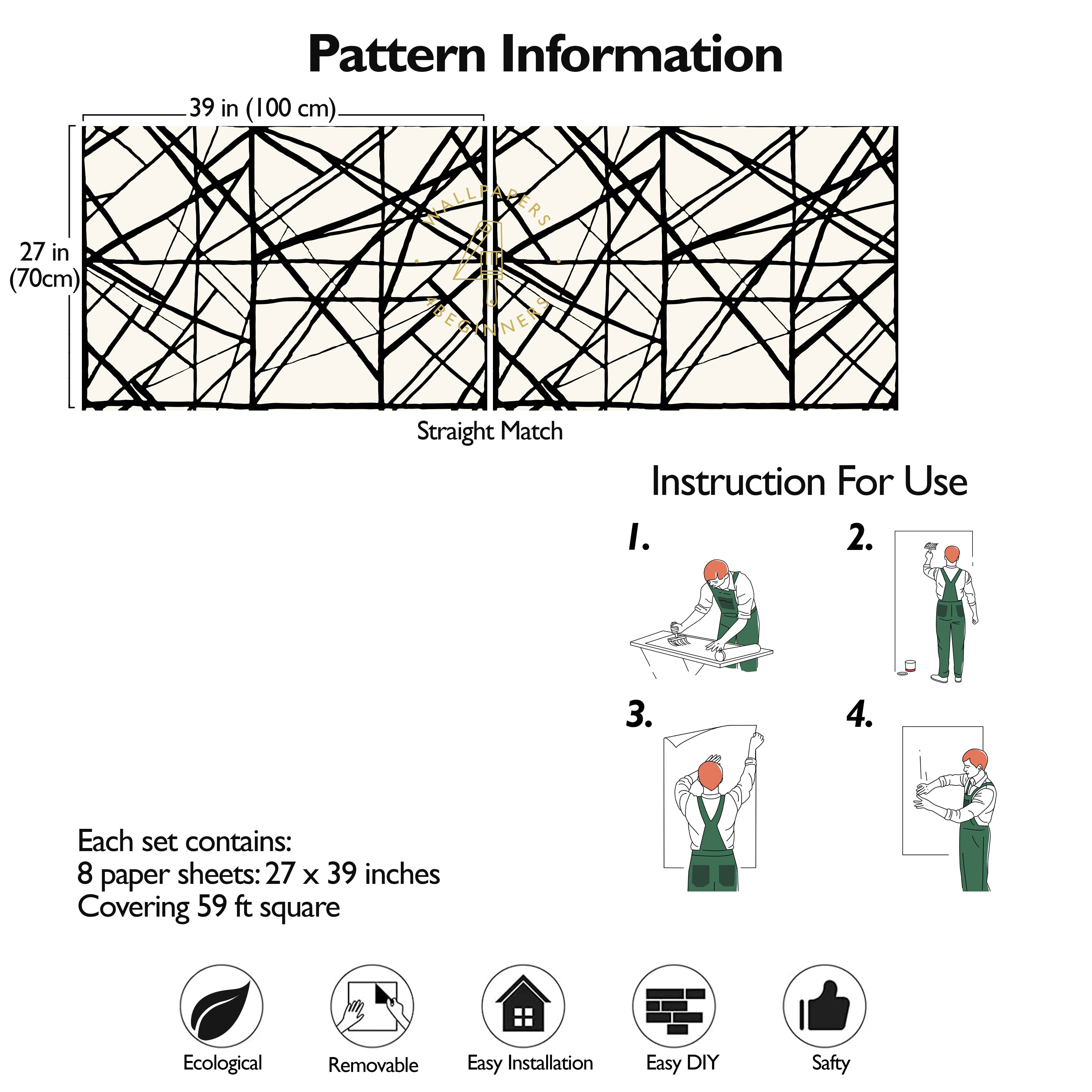 Wallpapers4Beginners – wholesale Wallpaper – Black White Lines Minimal Wallpaper with Stripes Modern8