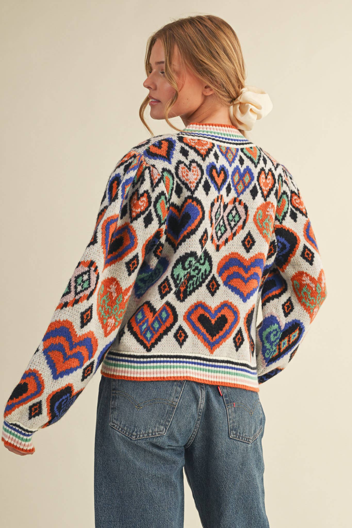 &MERCI - Wholesale Knit Sweater - Women's - HEART PATTERN PULLOVER SWEATER MSW1091331