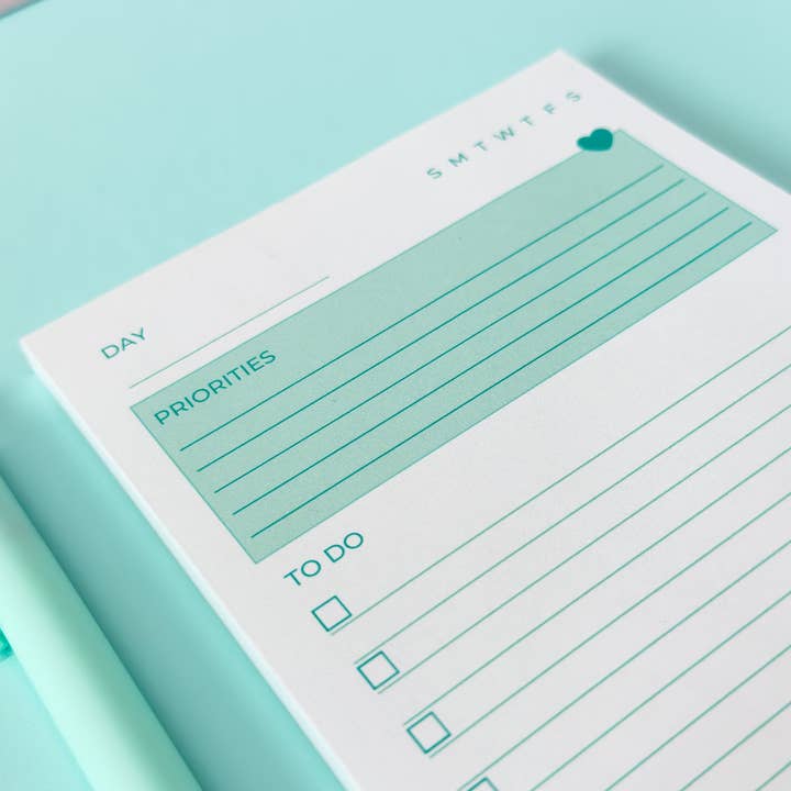 Notelette Press - Wholesale Notepad - Priorities Notepad - Teal1