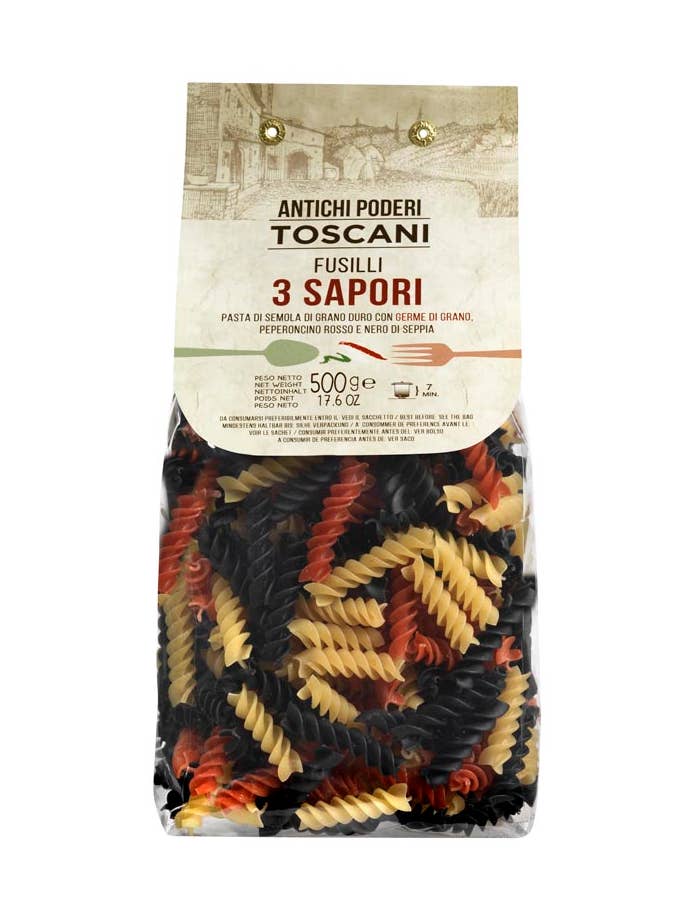 Italian Pasta Fusilli 3 Flavors 500g Artisan for wholesale by Antico Pastificio Morelli 1860