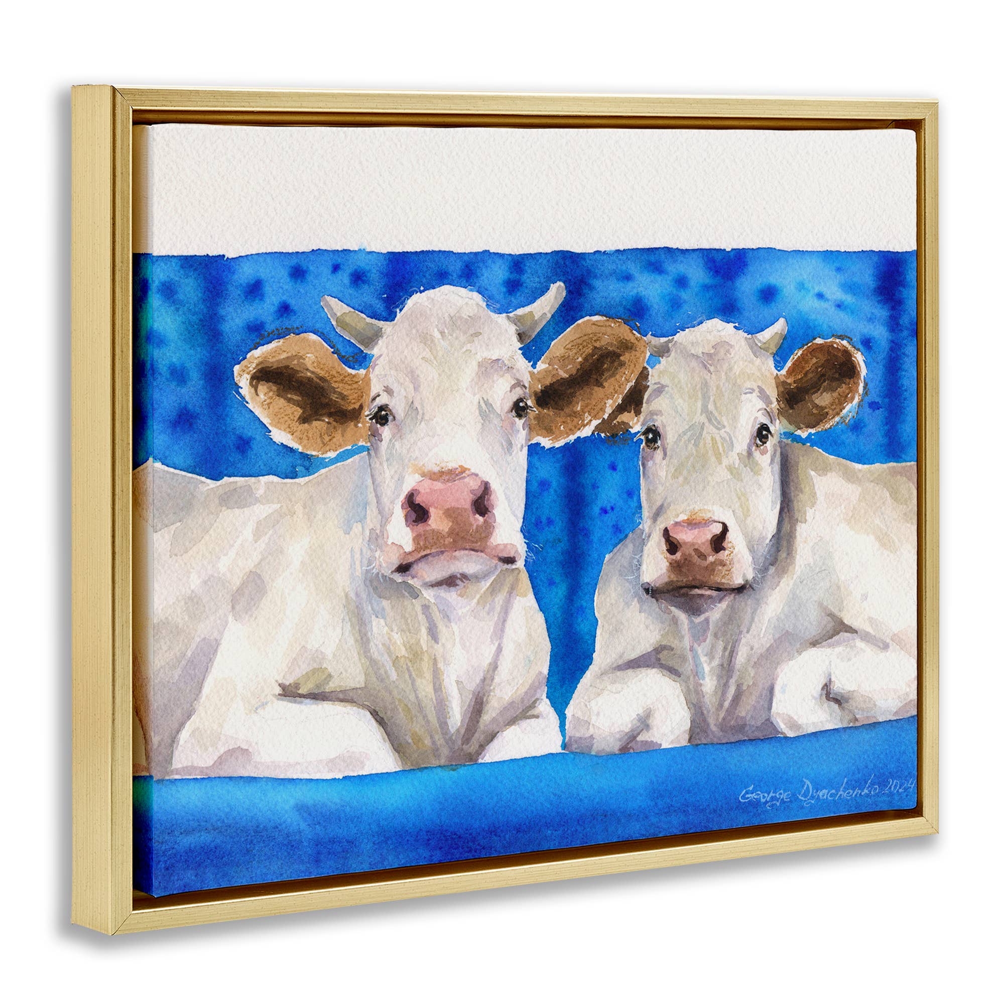 Stupell Industries - Wholesale Wall Sign - Two White Cows on Blue - Framed Wall Art17