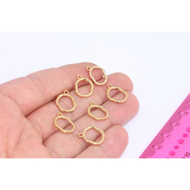 12x15mm 24k Shiny Gold Drop Charms, Drop Frame Charms SLM125 for wholesale by QueenJewelryM