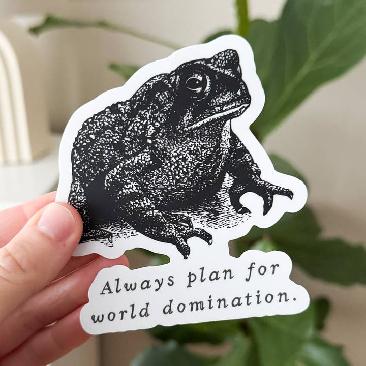 Autocollant vinyle grenouille XL domination mondiale pour la vente par Kinsfolk Stickers