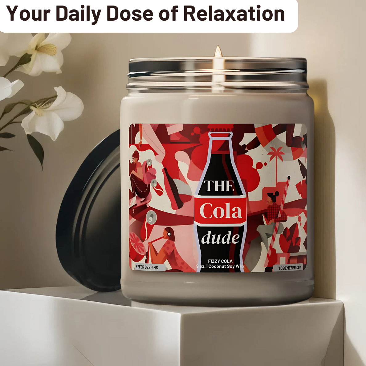 Nefer Designer Candles & Home Decor - Wholesale Jar/Filled Candle - The Cola Dude | Hand Poured 9 oz Soda Pop Soy Candle3