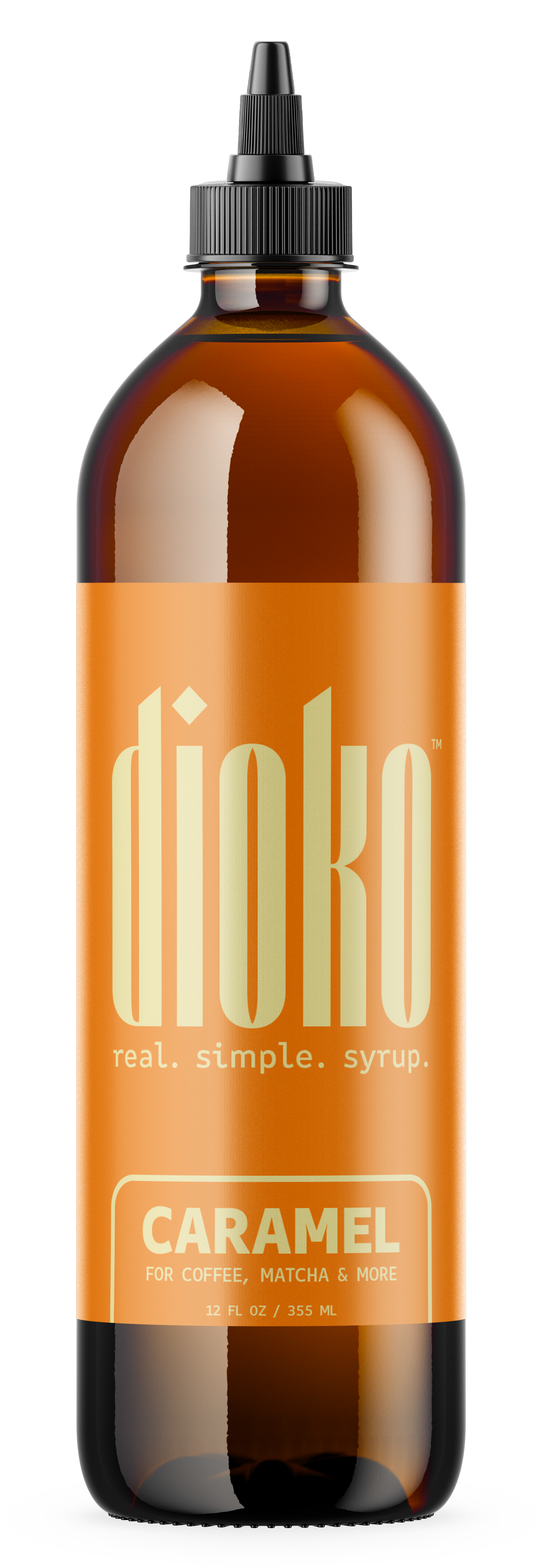 Dioko Flavors LLC - Wholesale Flavored Syrup - Dioko Premium Simple Syrup, 12 fl. oz Caramel 1