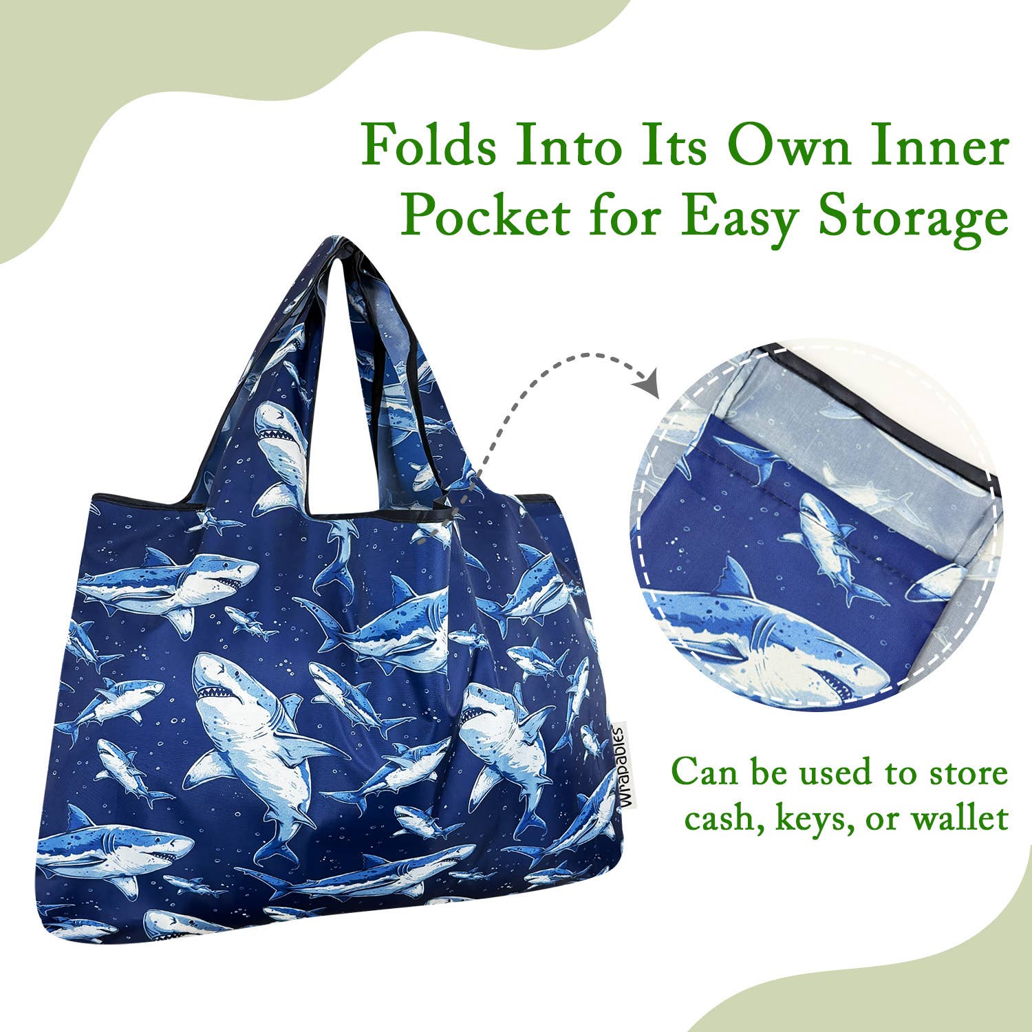 Wrapables.com - Vente Sacs de course/à provisions - Sac de courses réutilisable en nylon grand format Wrapables27