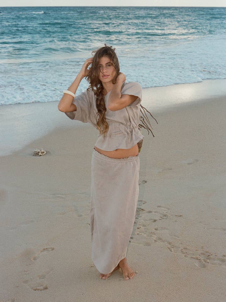 WUESTE - Wholesale Skirt - Women's - Calla Linen Paperbag Skirt5