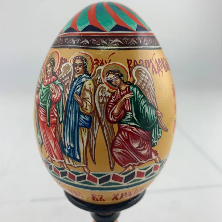 Golden Cockerel - Wholesale Decorative Tabletop Object - Vintage Panoramic Orthodox Icon Egg2