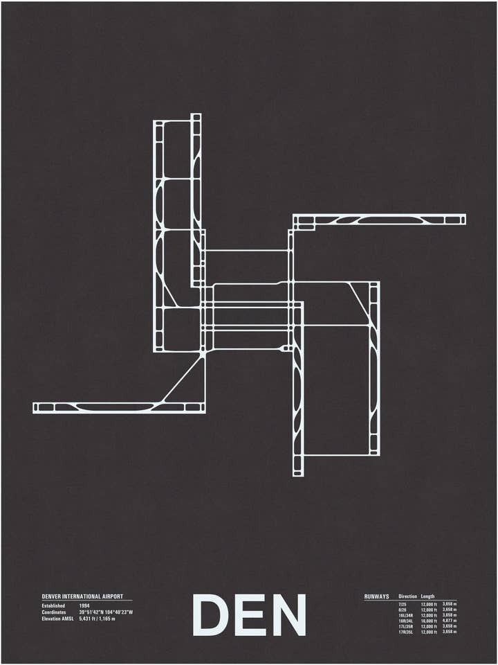 DEN: Denver International Airport Screenprint for wholesale by NOMO Design
